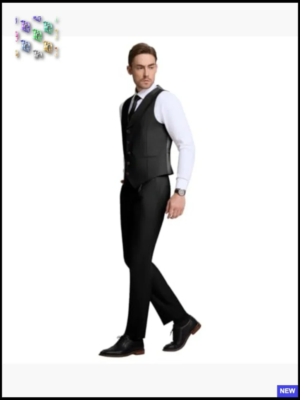 Slim Fit Suit Vest Pants Set Formal Classic Elegant Wedding Business Groomsmen